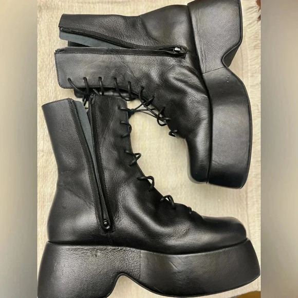 Simon Miller Black Lace Up Hustler Boots Size 38 US 8 Grunge Goth Rock Punk NWOB - Picture 6 of 10